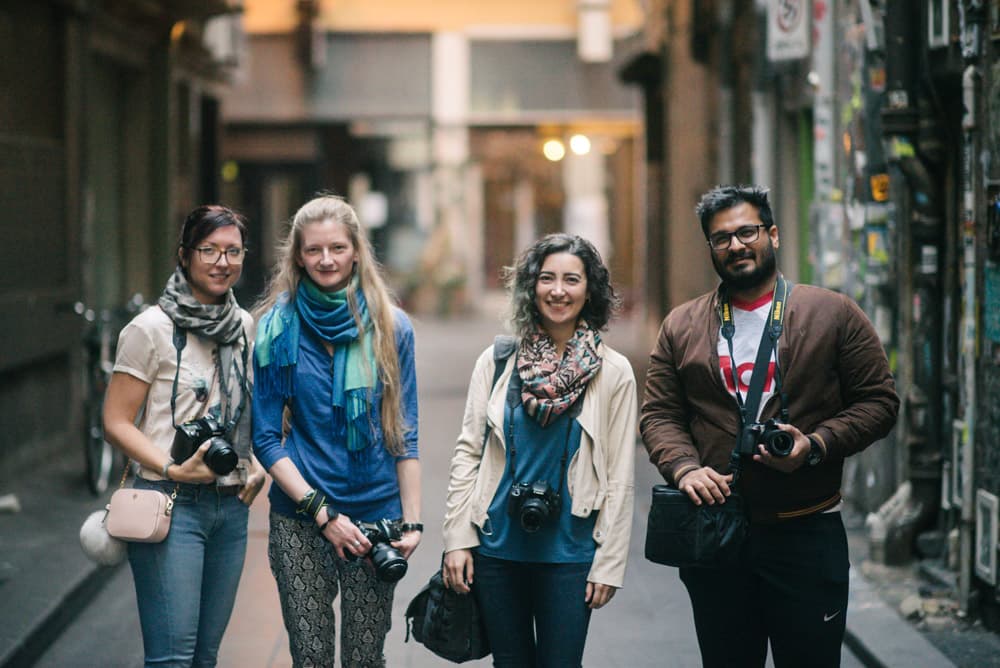 Photography students in Melbourne laneway